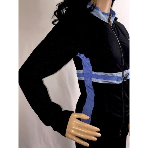 Paco Jeans Athletic Jacket Small Navy Blue Striped Zipper Front Casual Style - Picture 3 of 12